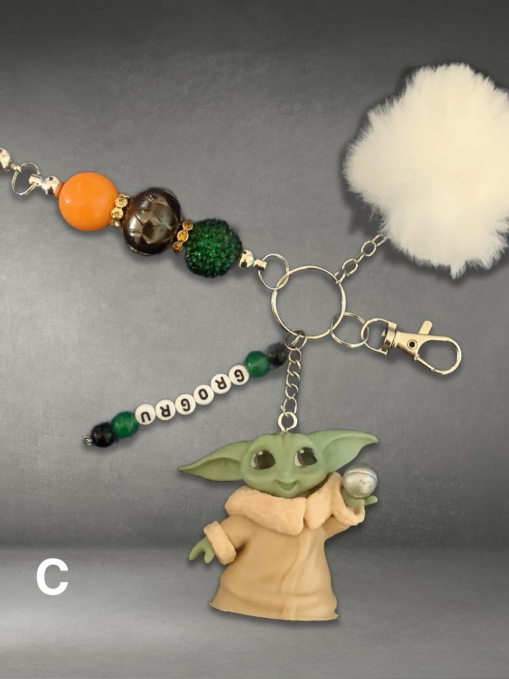 Grogu (Baby Yoda) Keychain Charm with Pom Pom